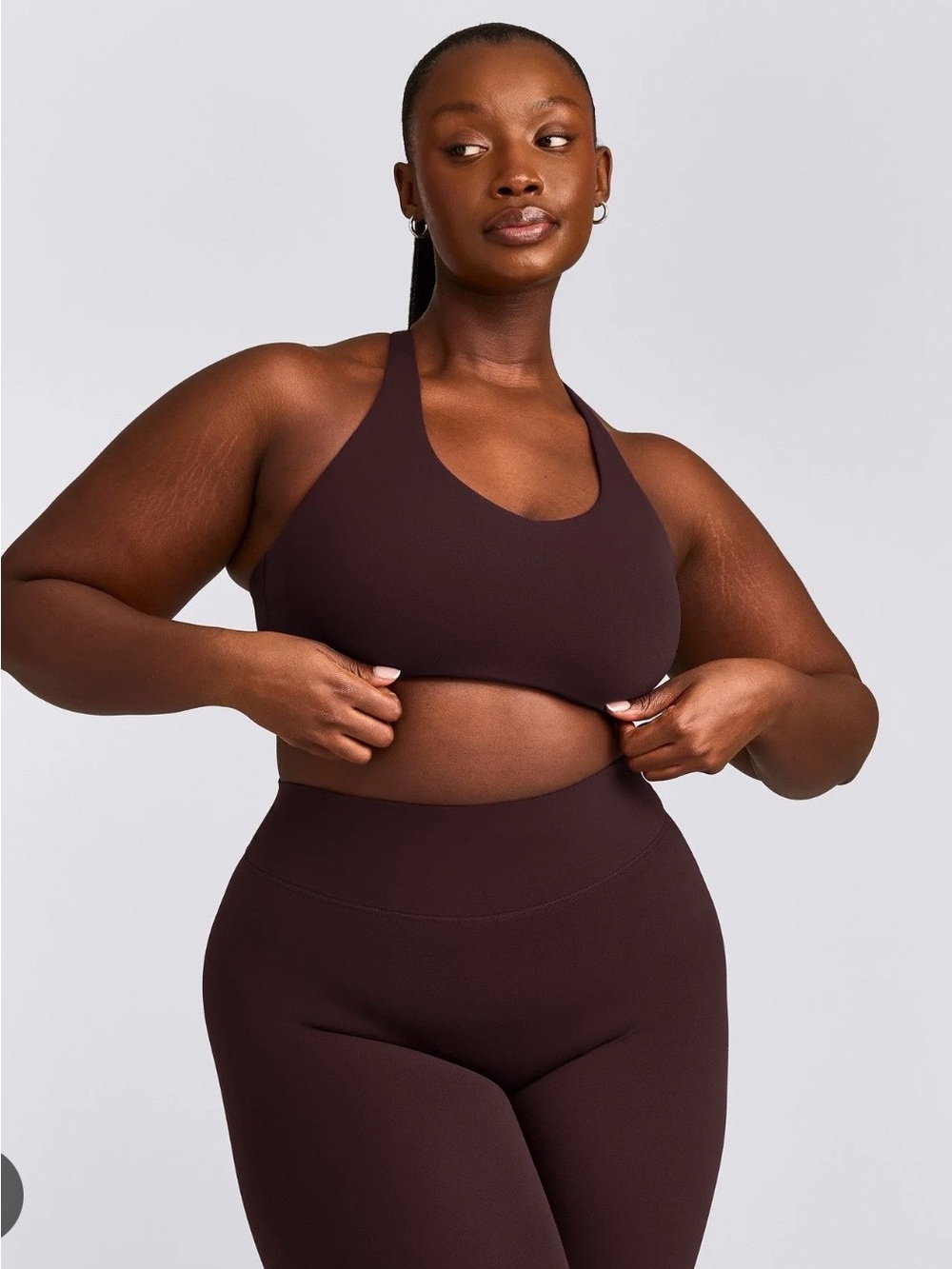 SoftMotion™ Sports Bra with Gray Logo | Plum Brown